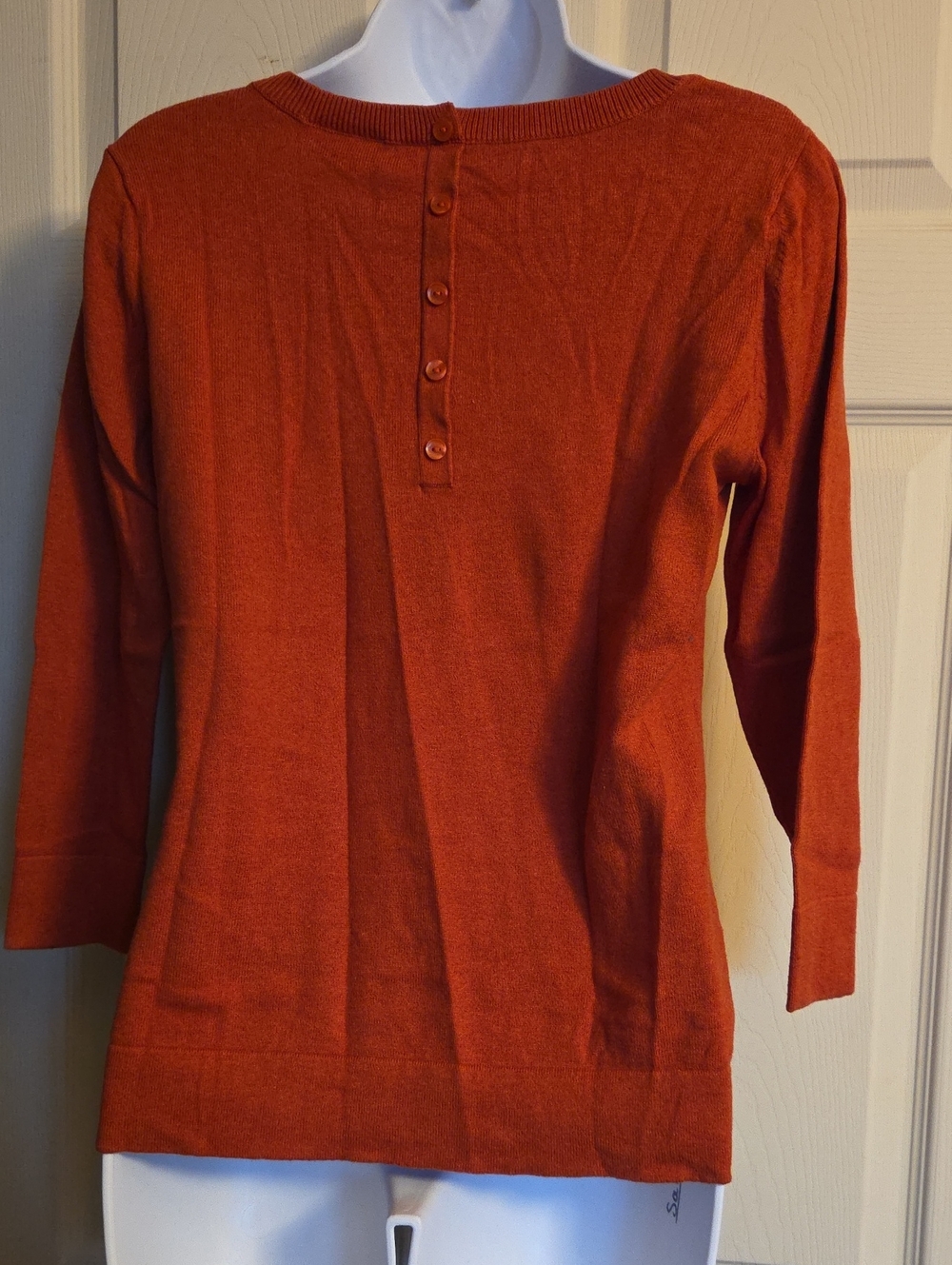 Loft Terracotta 3/4 Sleeve Crew Neck Sweater Size Small NWOT - Picture 2 of 9